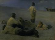 unknow artist Fishermen on Skagen Beach painting